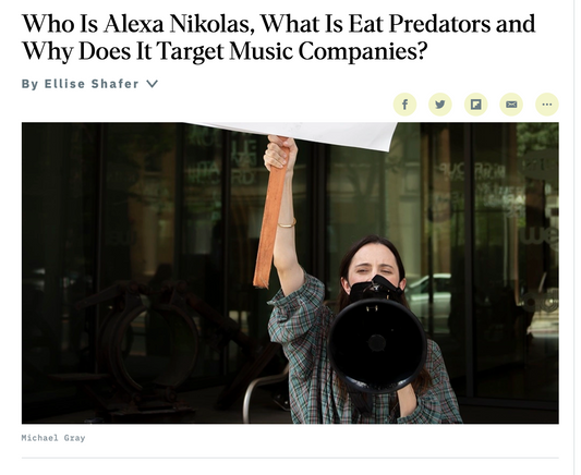 Who Is Alexa Nikolas, What Is Eat Predators and Why Does It Target Music Companies?